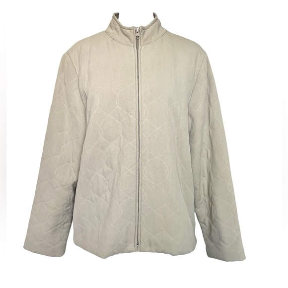 Provence D’amour Silk Blend Quilted Jacket Beige Stand up Collar Medium - Picture 1 of 5